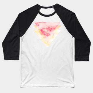 Pattern 3 Triangles Pink / Yellow Marble Effect Baseball T-Shirt